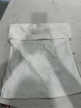Zara White Strapless Fold-Over Top with side zips